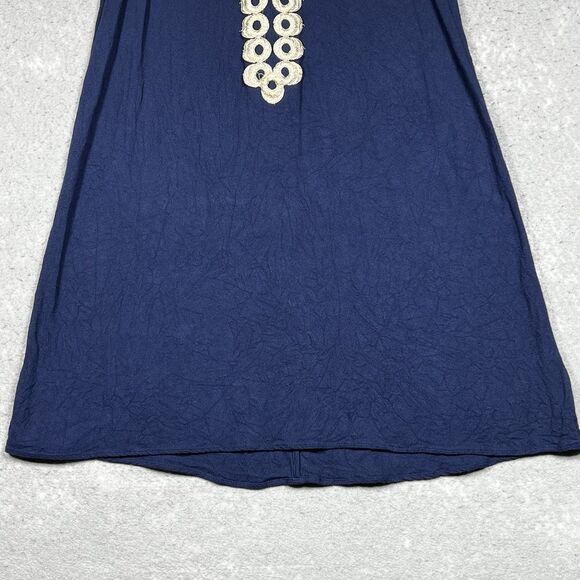 Lilly Pulitzer Jane Shift Dress 10 True Navy Gold Zipper Sleeveless Embroidered - Picture 4 of 12